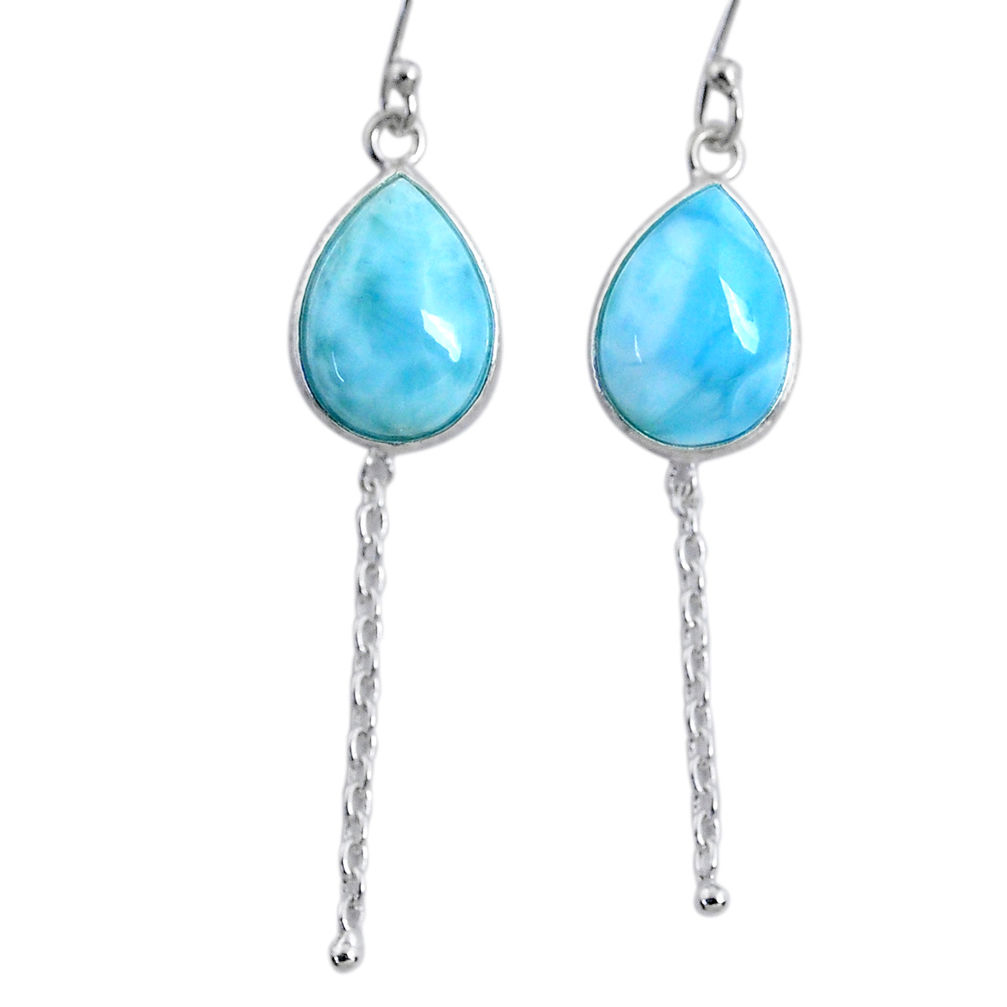 10.15cts natural blue larimar 925 sterling silver dangle earrings jewelry r63529