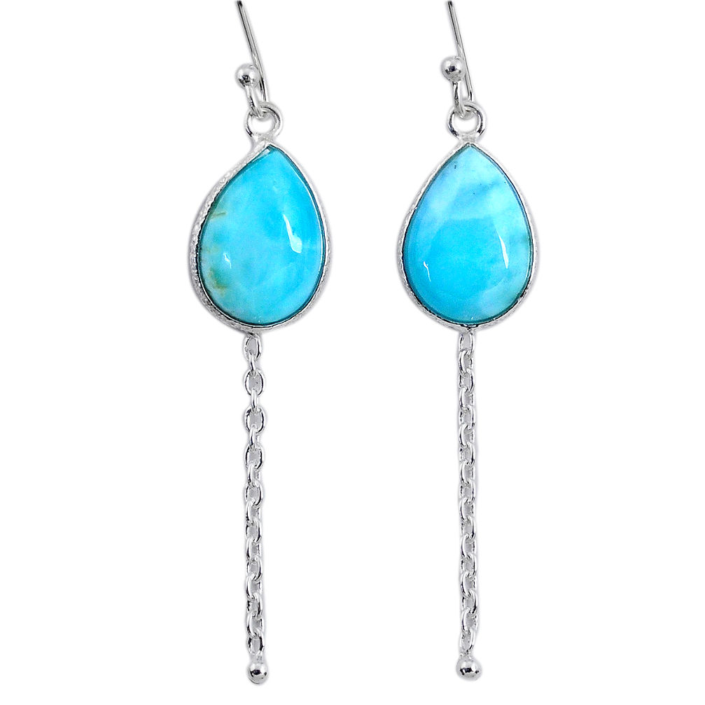 9.72cts natural blue larimar 925 sterling silver dangle earrings jewelry r63532