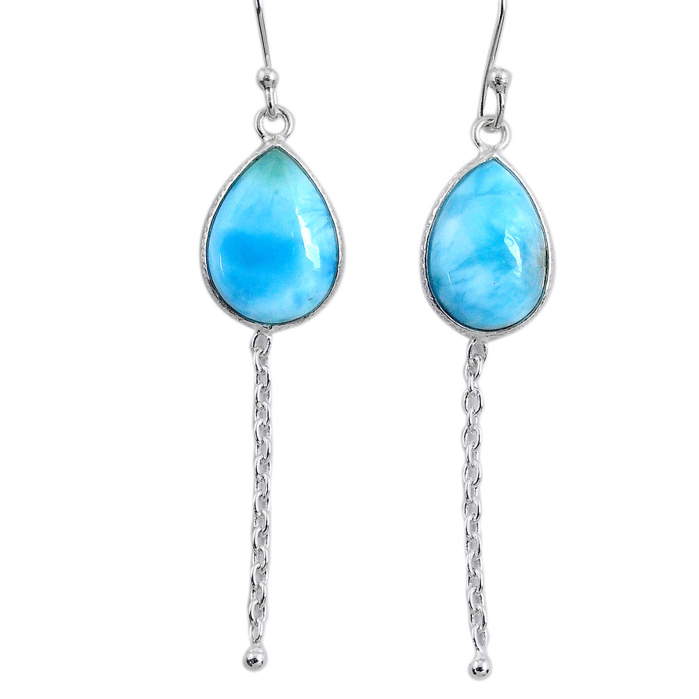 9.05cts natural blue larimar 925 sterling silver dangle earrings jewelry r63535