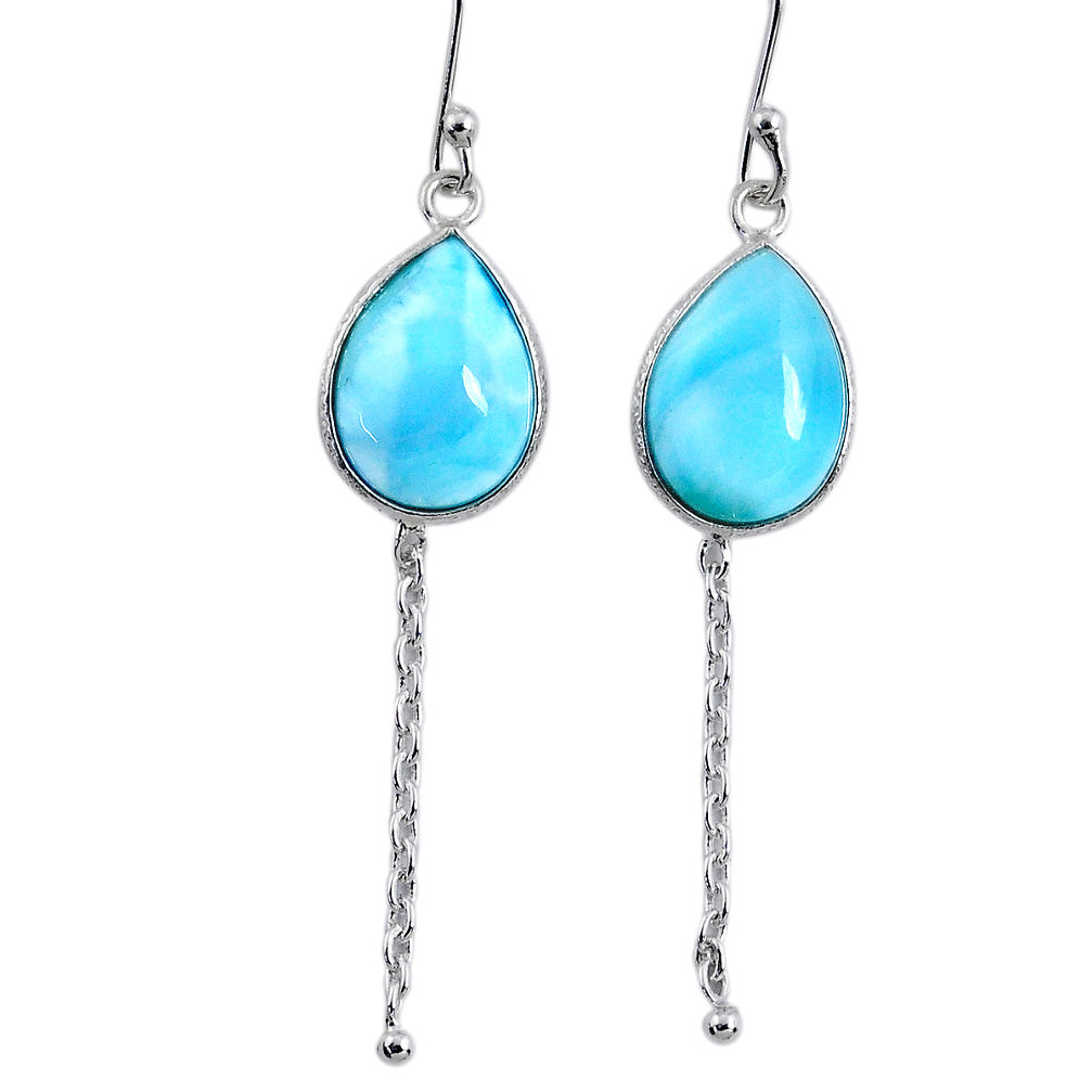 10.15cts natural blue larimar 925 sterling silver dangle earrings jewelry r63540