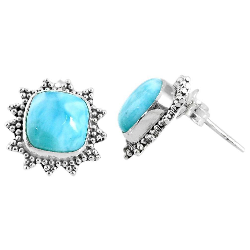 5.92cts natural blue larimar 925 sterling silver stud earrings jewelry r67026
