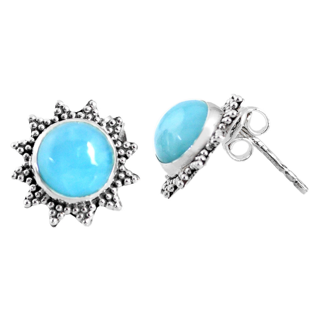 5.54cts natural blue larimar 925 sterling silver stud earrings jewelry r67030