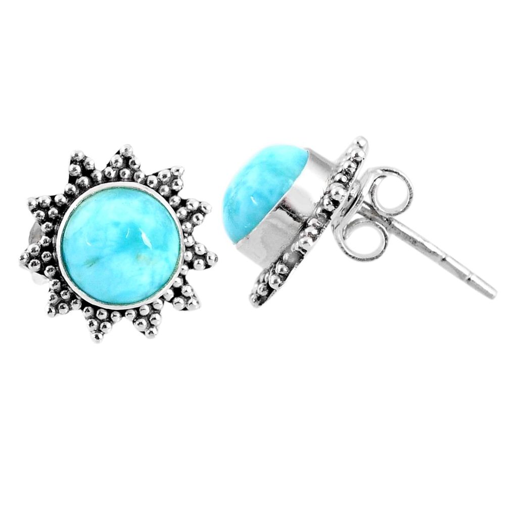 5.54cts natural blue larimar 925 sterling silver stud earrings jewelry r67031