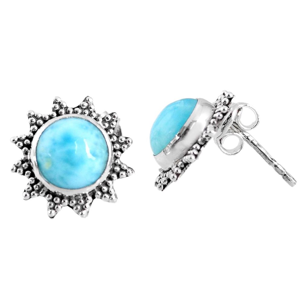 5.89cts natural blue larimar 925 sterling silver stud earrings jewelry r67036