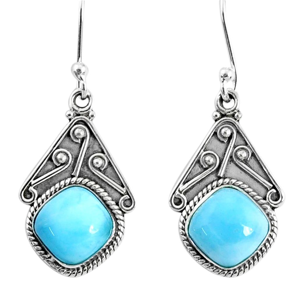 6.63cts natural blue larimar 925 sterling silver dangle earrings jewelry r67085