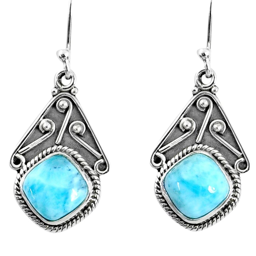 6.70cts natural blue larimar 925 sterling silver dangle earrings jewelry r67090