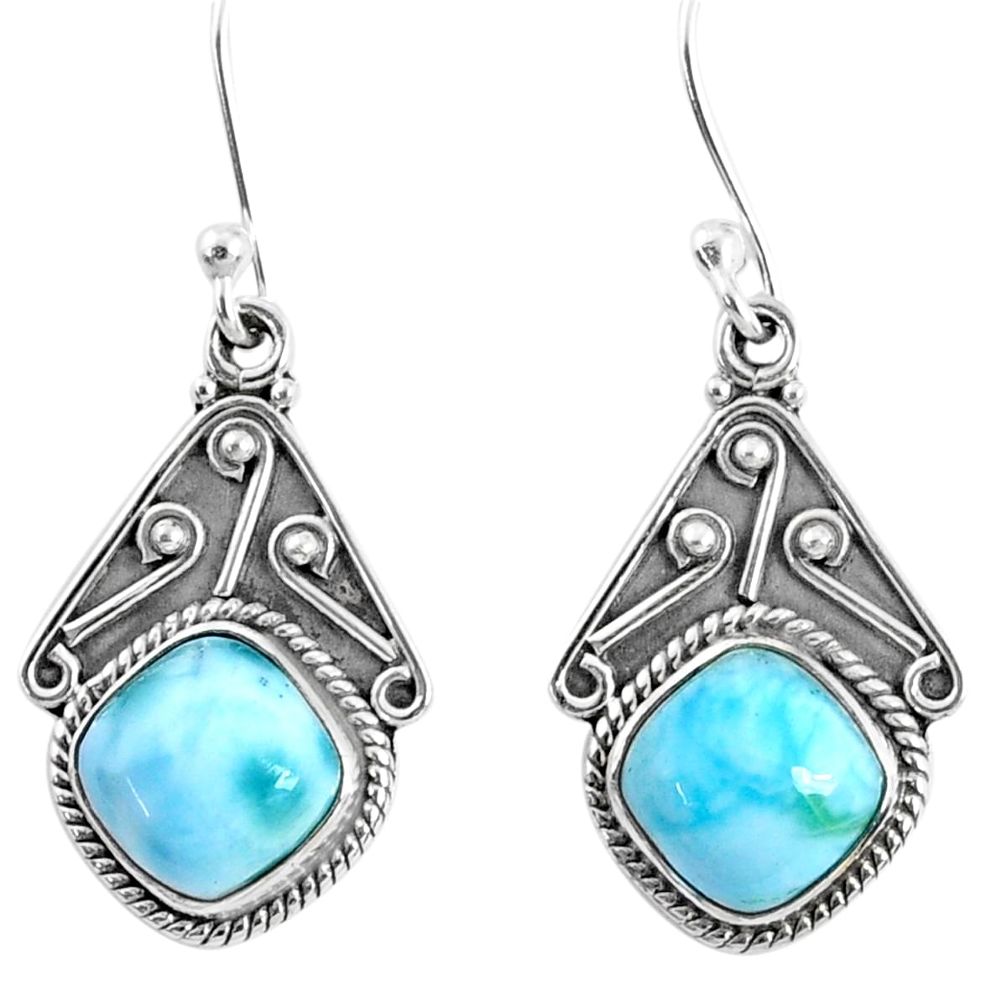 6.39cts natural blue larimar 925 sterling silver dangle earrings jewelry r67091