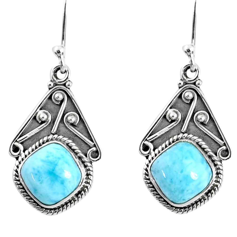 6.70cts natural blue larimar 925 sterling silver dangle earrings jewelry r67096