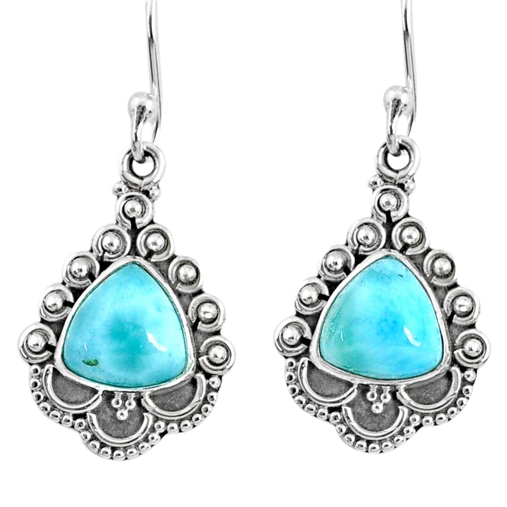 5.73cts natural blue larimar 925 sterling silver dangle earrings jewelry r67155