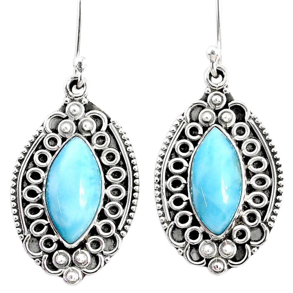 10.84cts natural blue larimar 925 sterling silver dangle earrings jewelry r67227