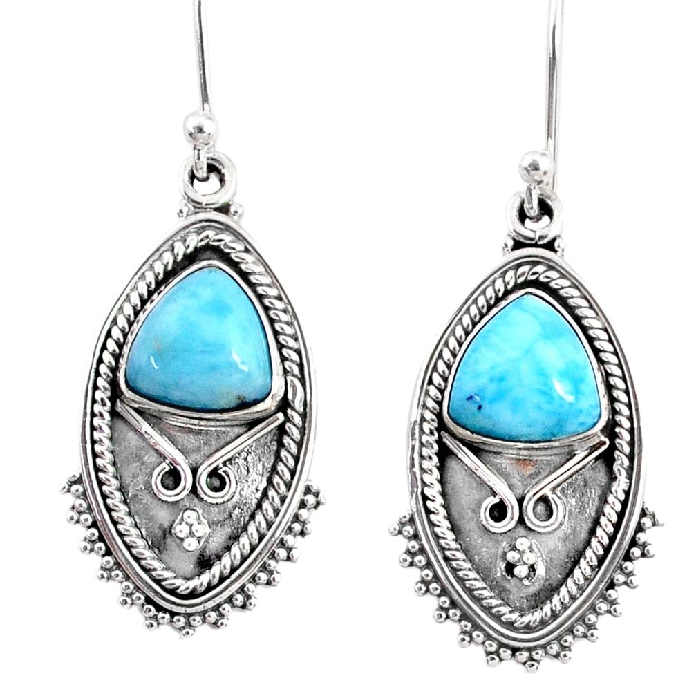 5.79cts natural blue larimar 925 sterling silver dangle earrings jewelry r67234