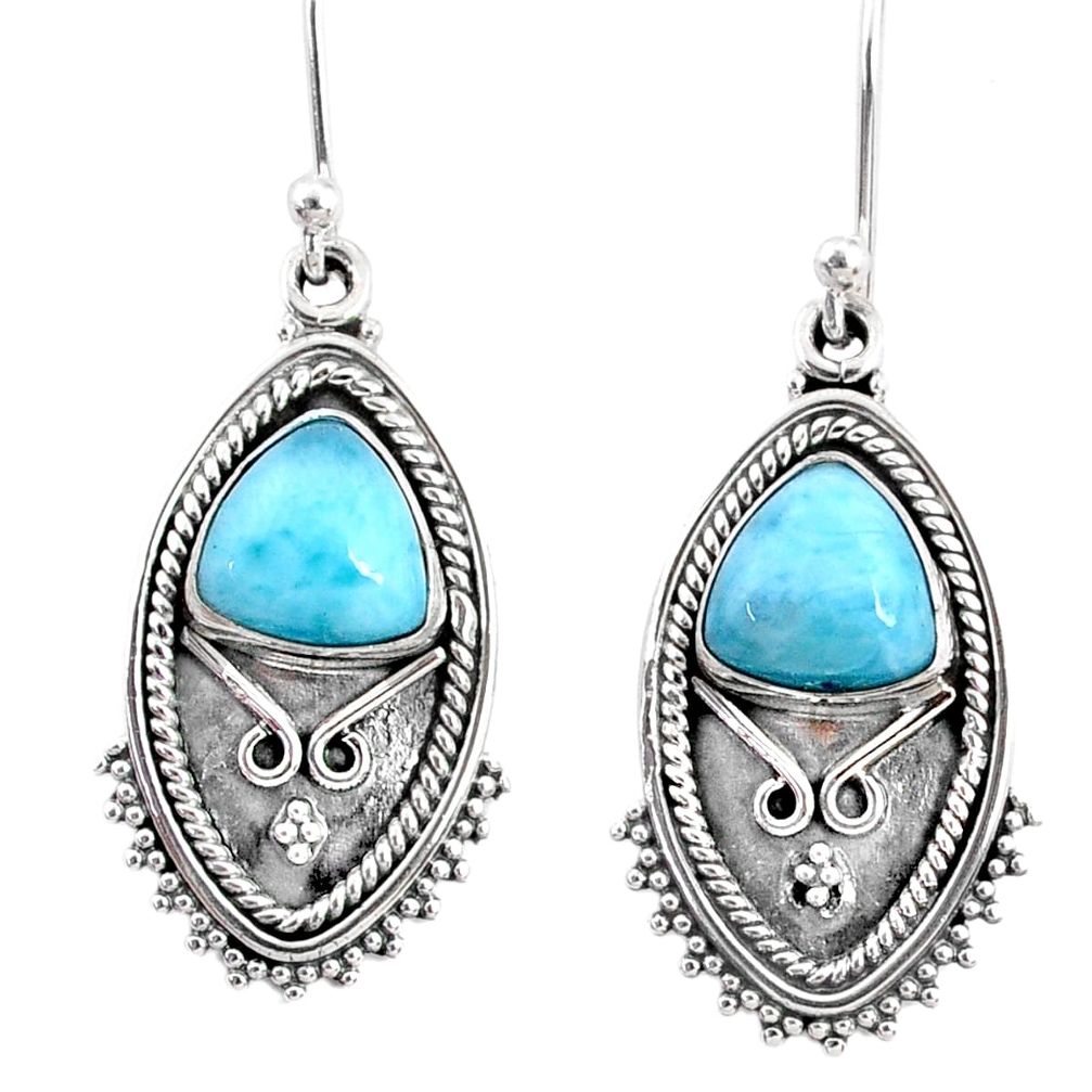 5.52cts natural blue larimar 925 sterling silver dangle earrings jewelry r67236