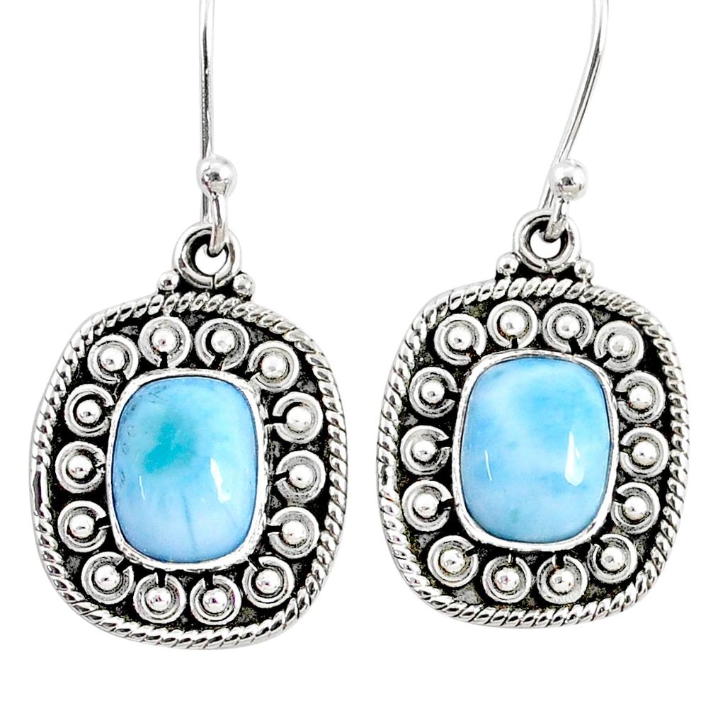 4.40cts natural blue larimar 925 sterling silver dangle earrings jewelry r67241