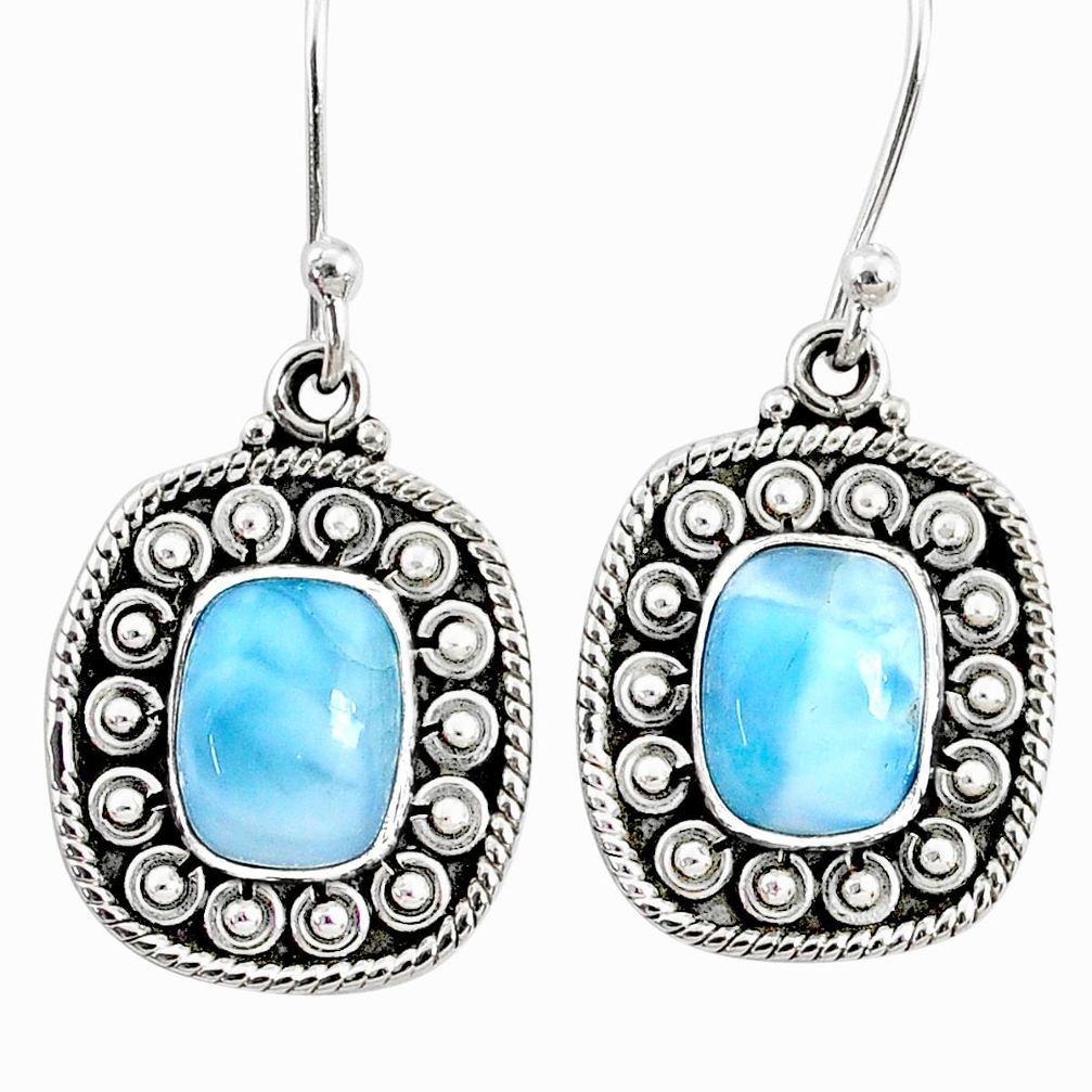 4.53cts natural blue larimar 925 sterling silver dangle earrings jewelry r67245