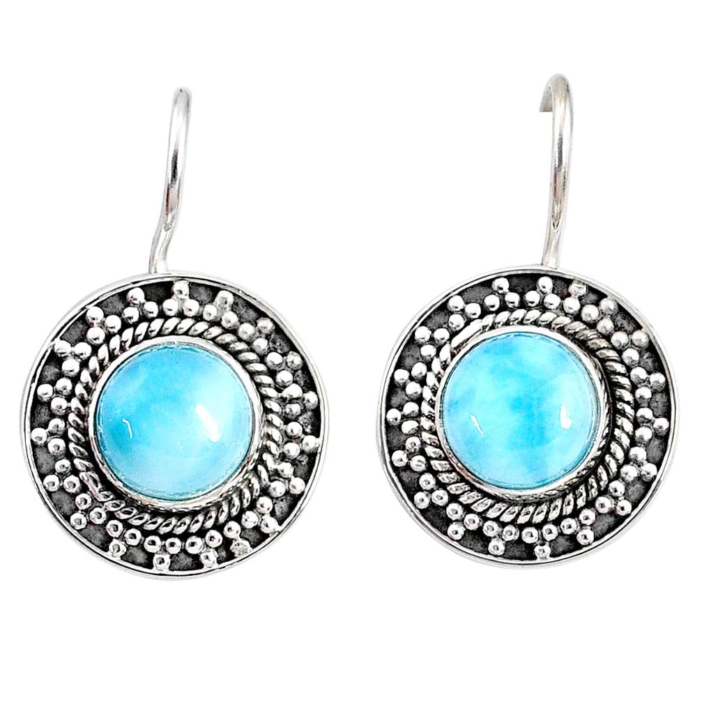 5.76cts natural blue larimar 925 sterling silver dangle earrings jewelry r67249