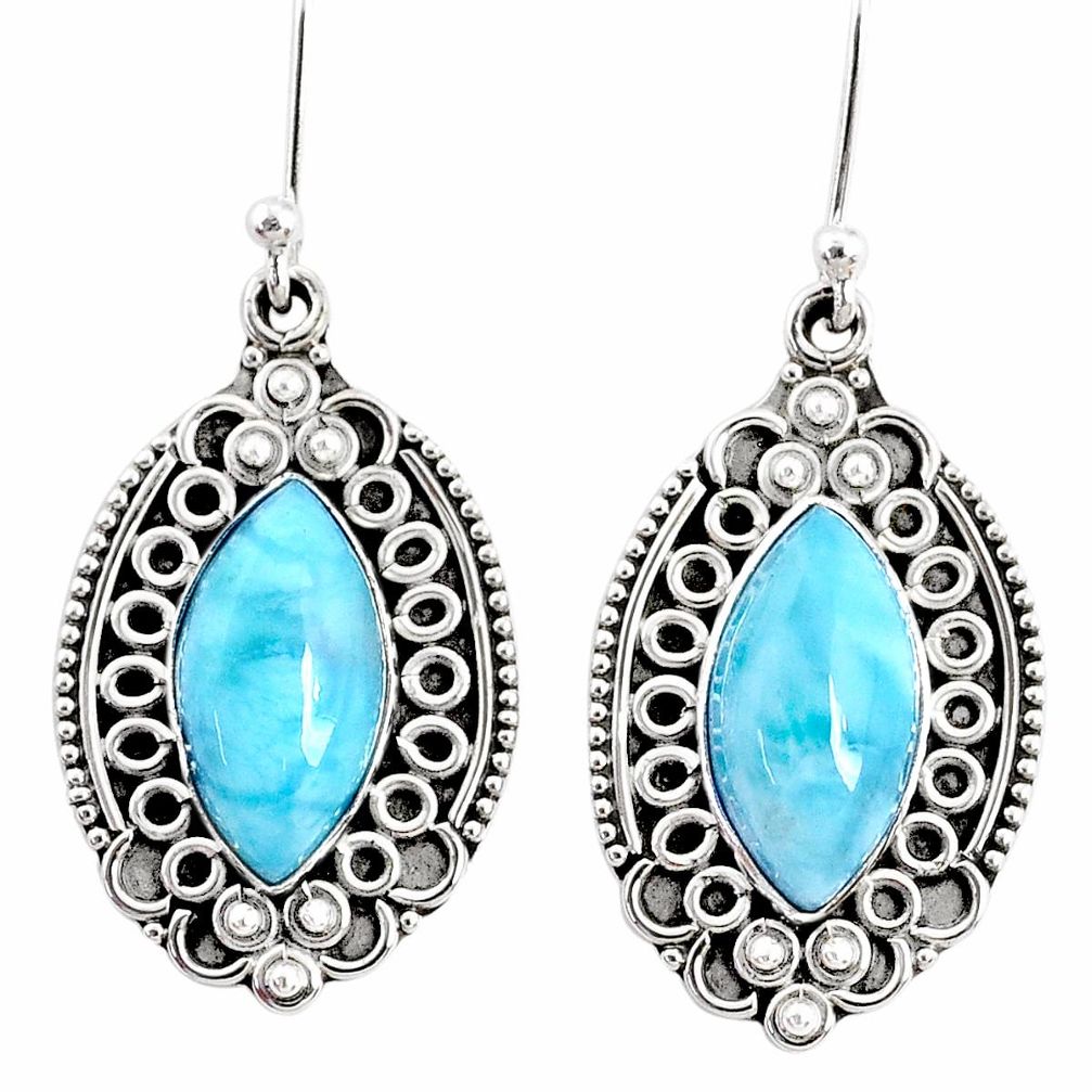 11.89cts natural blue larimar 925 sterling silver dangle earrings jewelry r67255