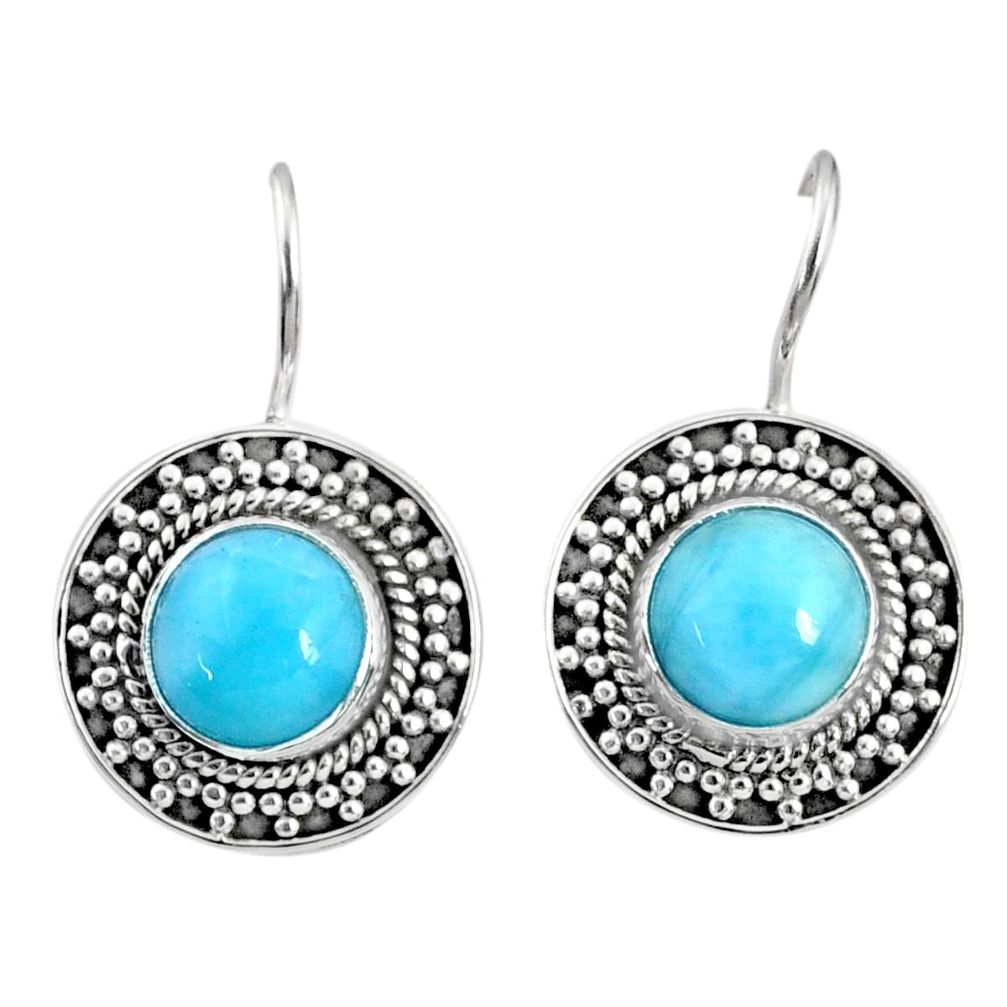 6.29cts natural blue larimar 925 sterling silver dangle earrings jewelry r67269