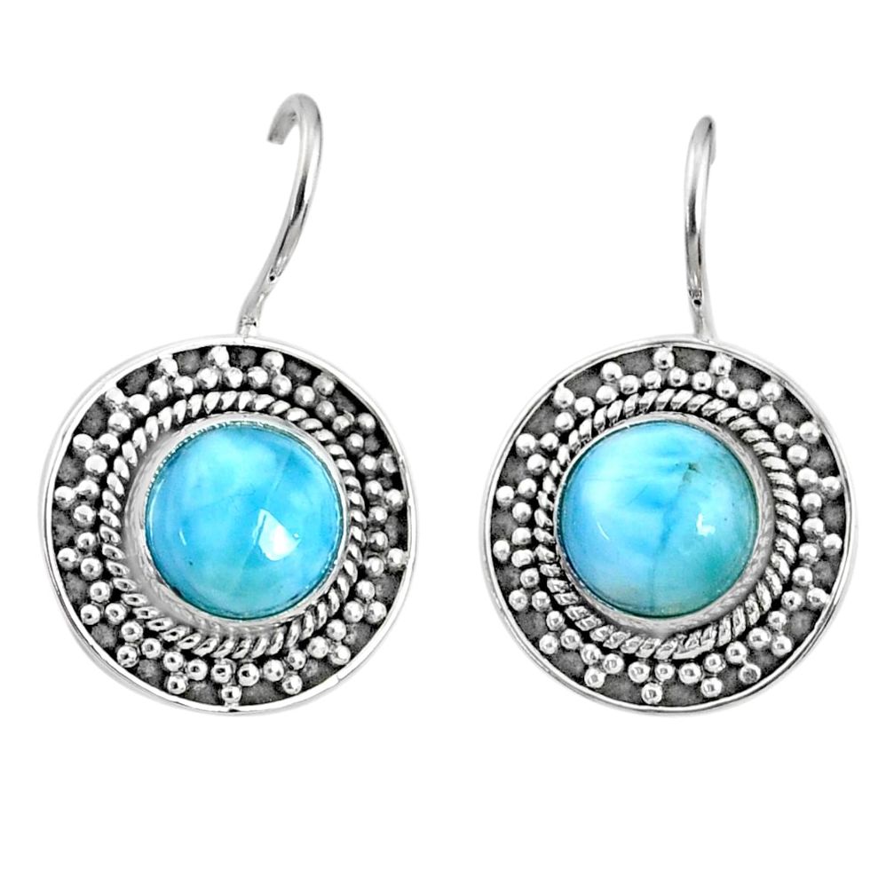 6.34cts natural blue larimar 925 sterling silver dangle earrings jewelry r67271