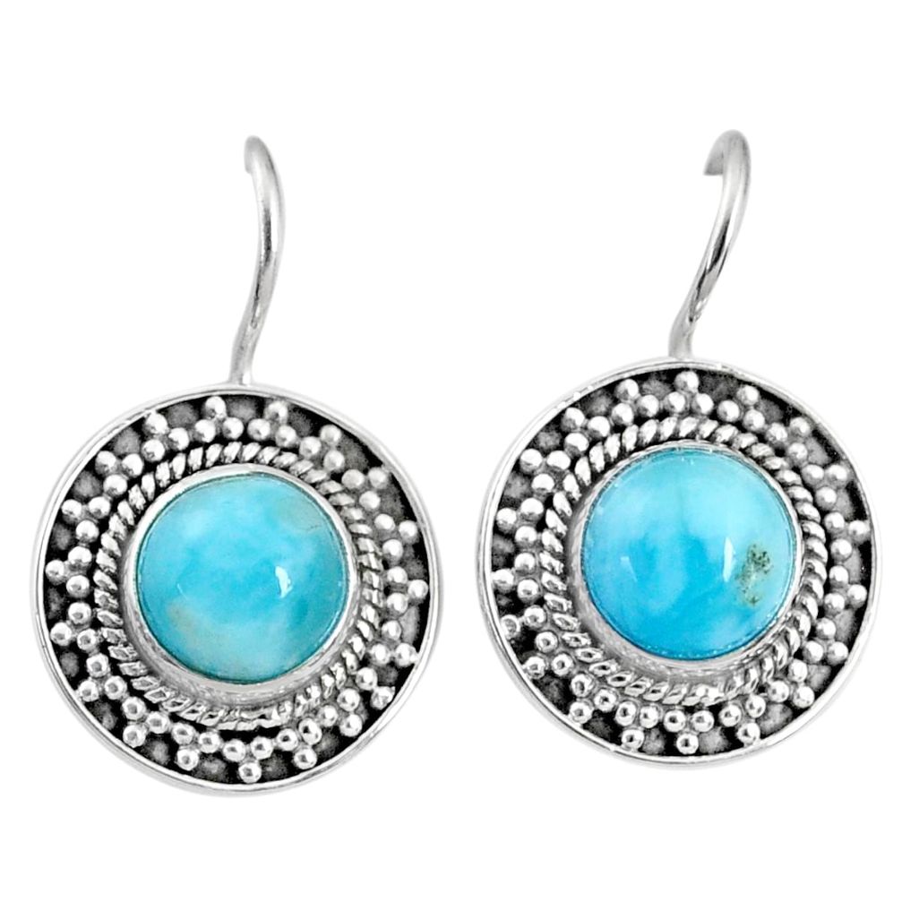 5.76cts natural blue larimar 925 sterling silver dangle earrings jewelry r67272