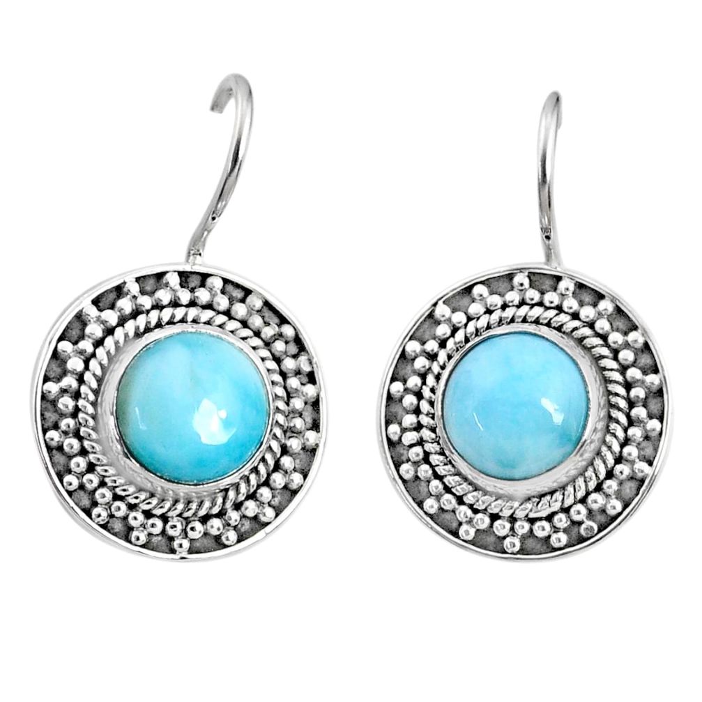 6.02cts natural blue larimar 925 sterling silver dangle earrings jewelry r67278