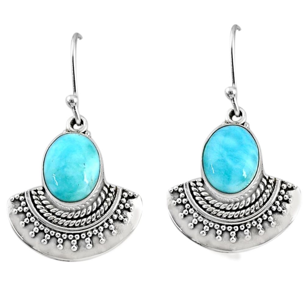 8.54cts natural blue larimar 925 sterling silver dangle earrings jewelry r68431