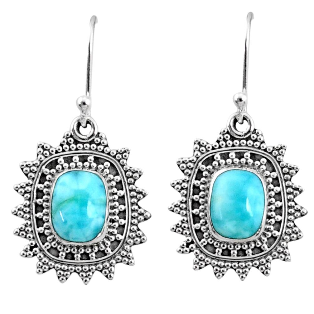 4.22cts natural blue larimar 925 sterling silver dangle earrings jewelry r68438