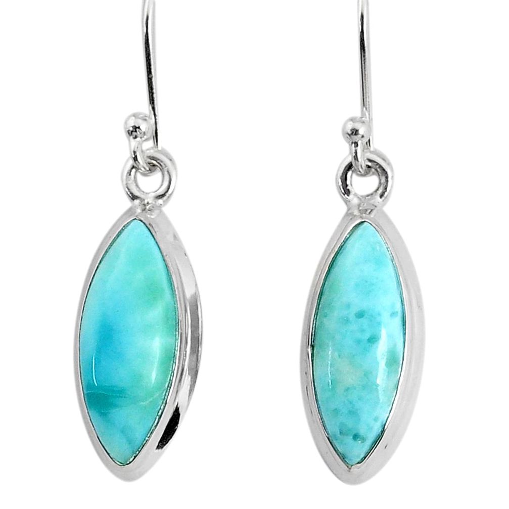 10.65cts natural blue larimar 925 sterling silver dangle handmade earring r83802