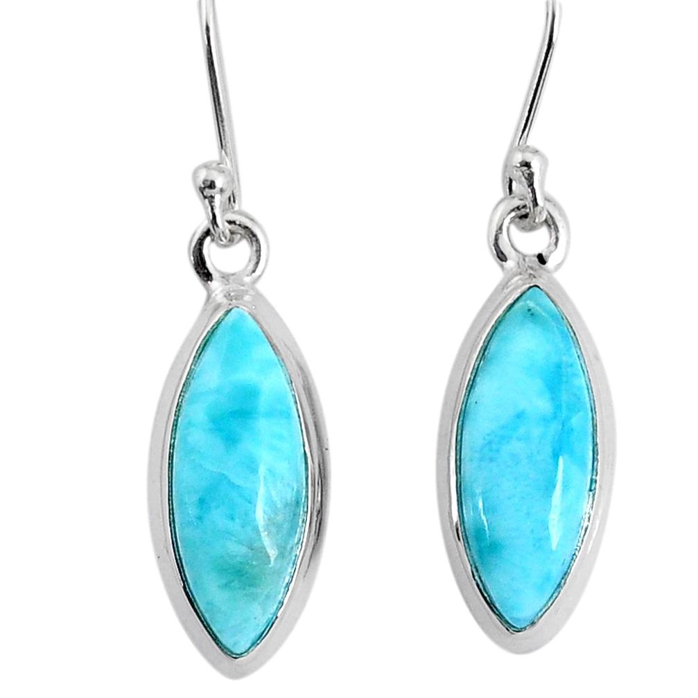 10.65cts natural blue larimar 925 sterling silver dangle handmade earring r83806