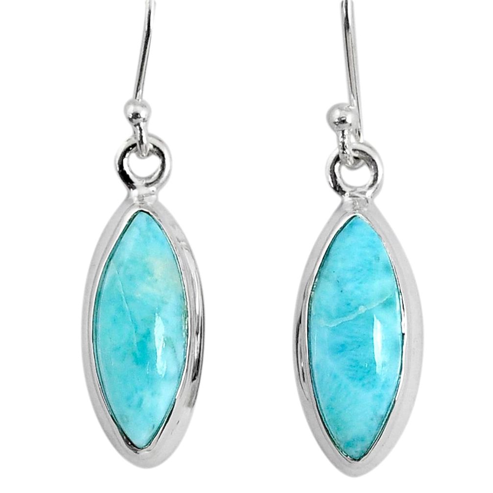 10.08cts natural blue larimar 925 sterling silver dangle handmade earring r83809