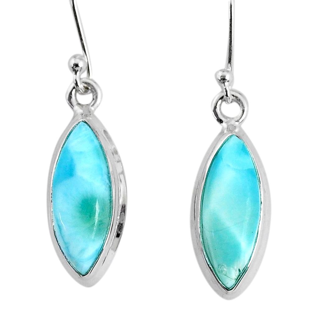 10.18cts natural blue larimar 925 sterling silver dangle handmade earring r83810