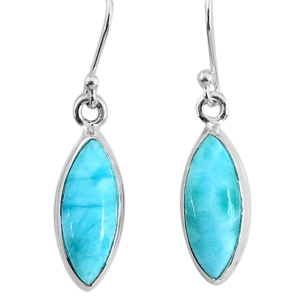 11.23cts natural blue larimar 925 sterling silver dangle handmade earring r83814