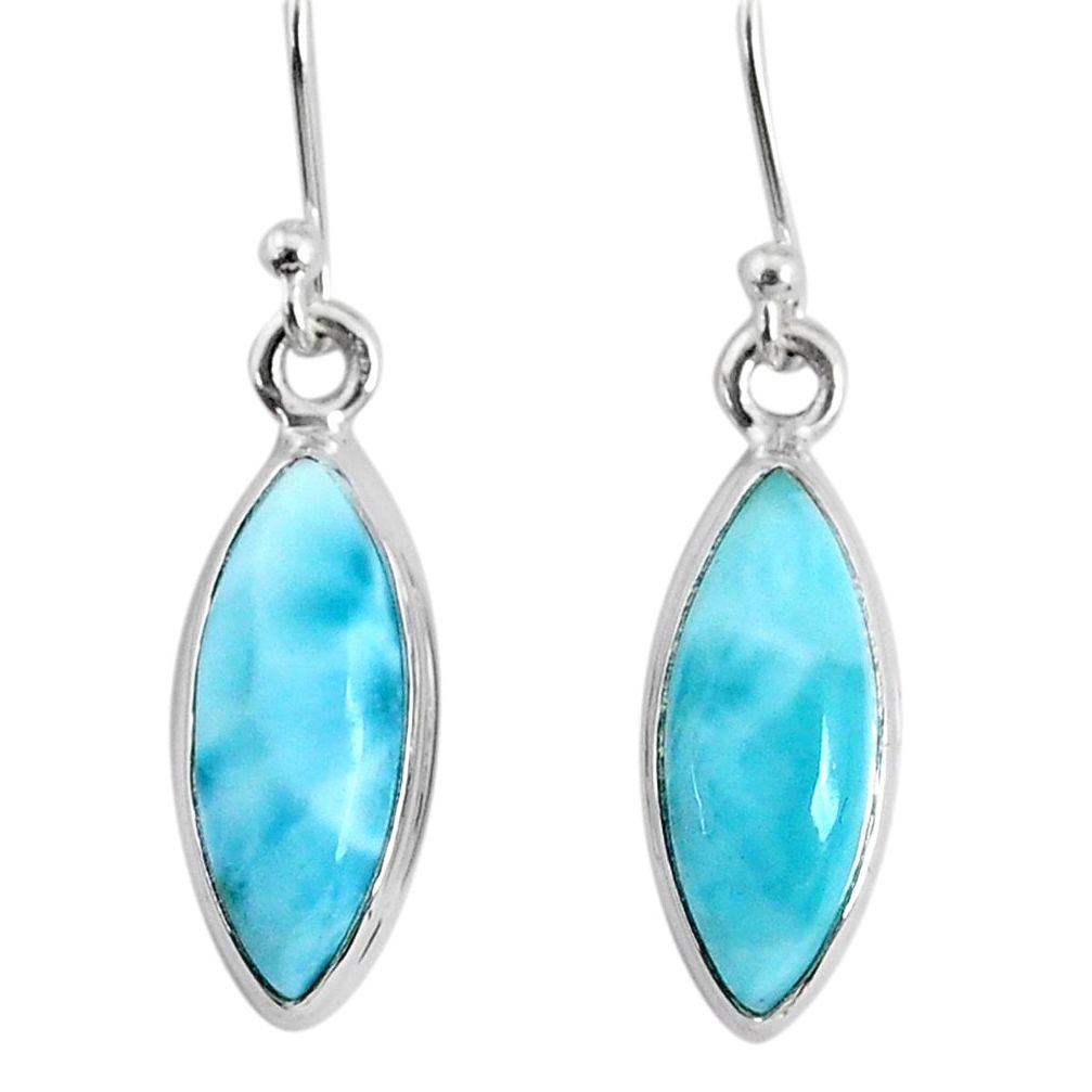 10.22cts natural blue larimar 925 sterling silver dangle handmade earring r83815