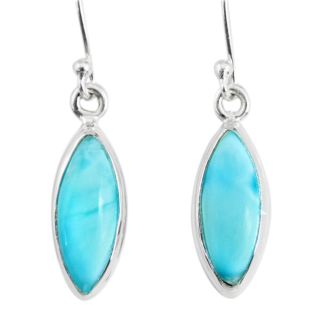 11.17cts natural blue larimar 925 sterling silver dangle handmade earring r83830