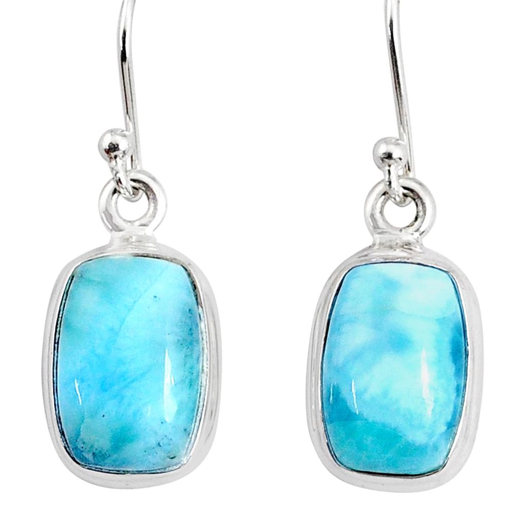 9.05cts natural blue larimar 925 sterling silver dangle handmade earring r83878