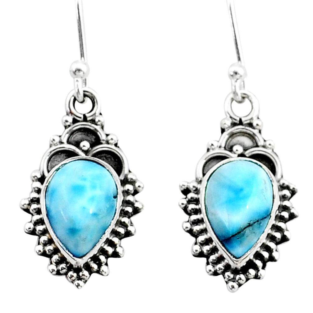 5.58cts natural blue larimar 925 silver dangle earrings jewelry t34040