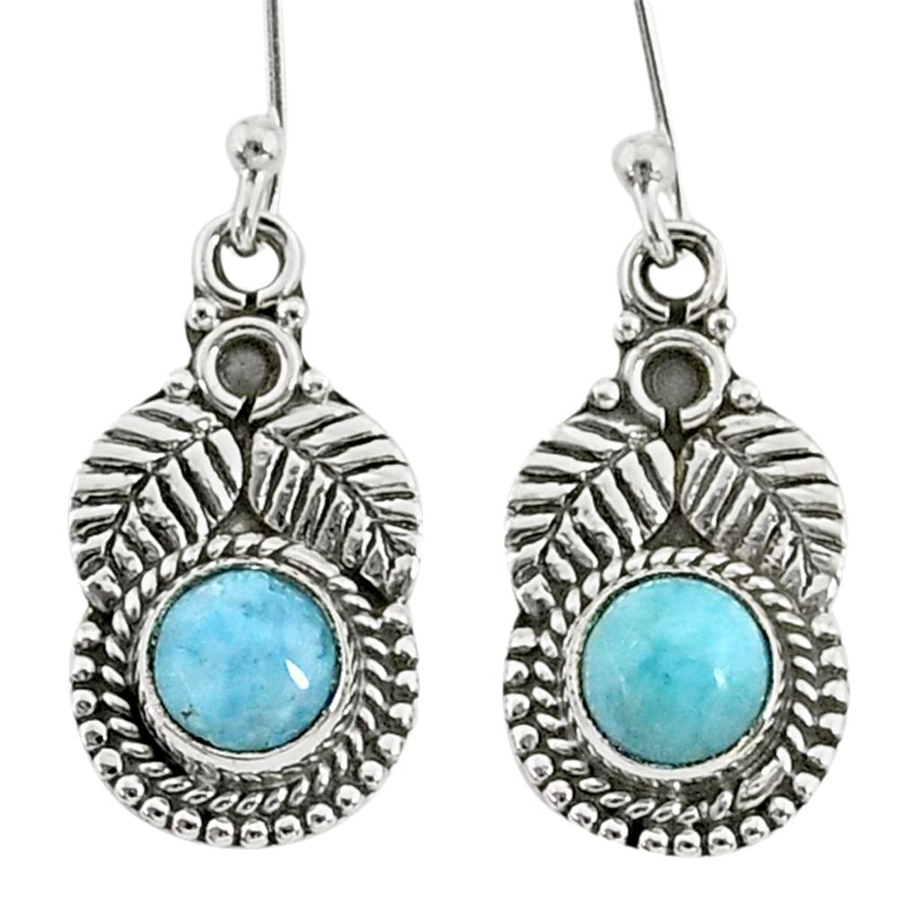 1.63cts natural blue larimar 925 sterling silver dangle earrings jewelry t35972