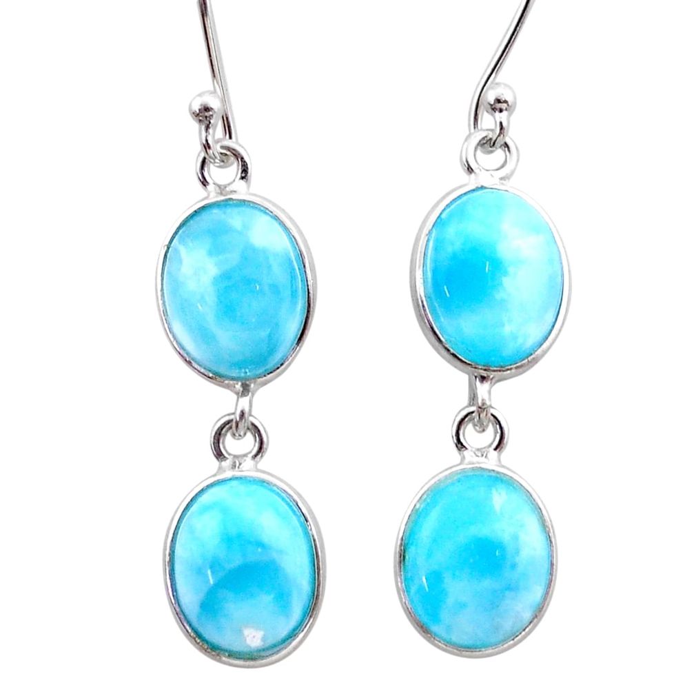 11.93cts natural blue larimar 925 sterling silver dangle earrings jewelry t44621