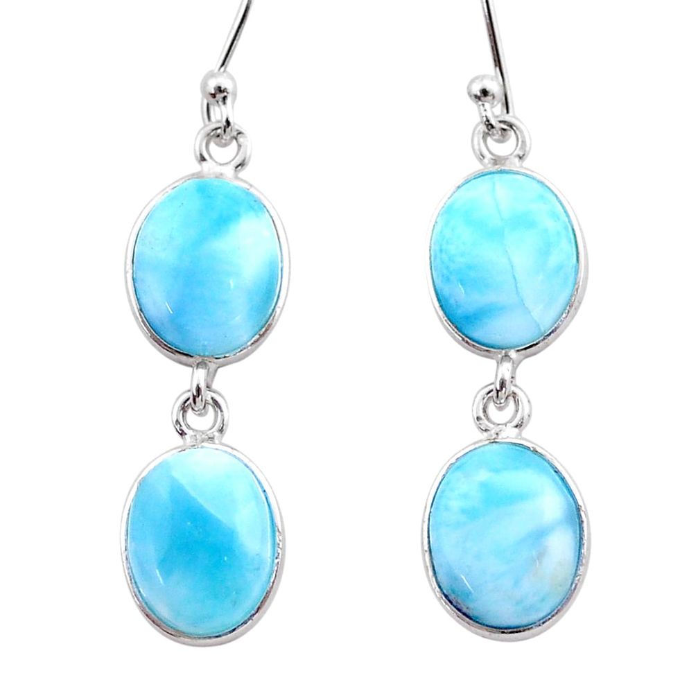12.52cts natural blue larimar 925 sterling silver dangle earrings jewelry t44622