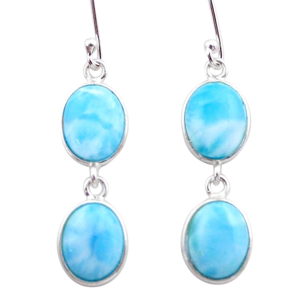 11.93cts natural blue larimar 925 sterling silver dangle earrings jewelry t44625