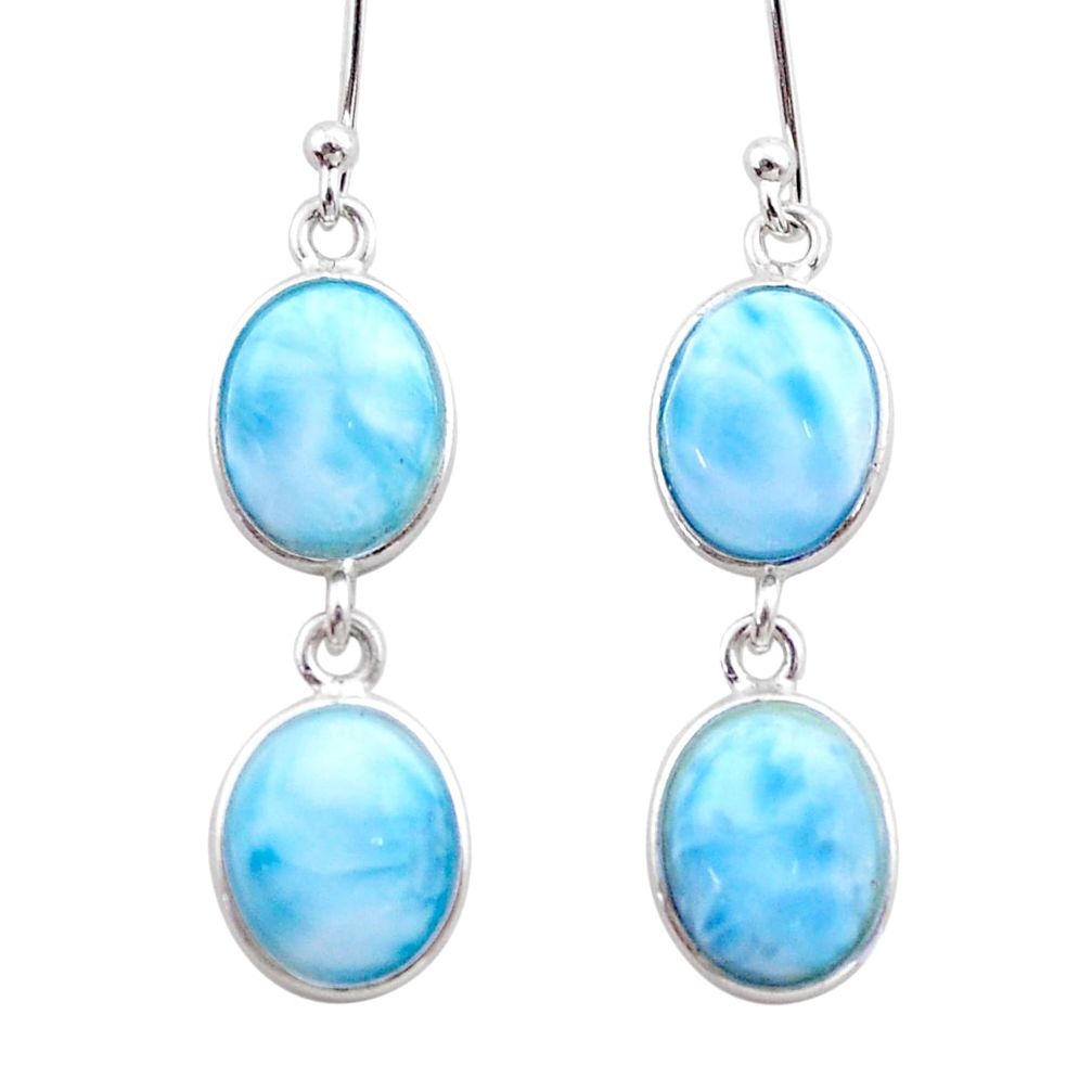 11.28cts natural blue larimar 925 sterling silver dangle earrings jewelry t44626