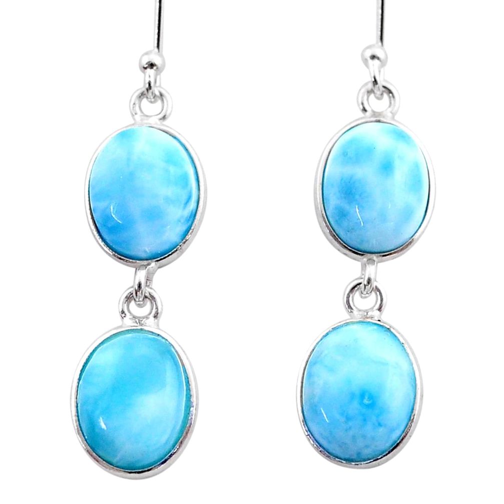 12.54cts natural blue larimar 925 sterling silver dangle earrings jewelry t44630
