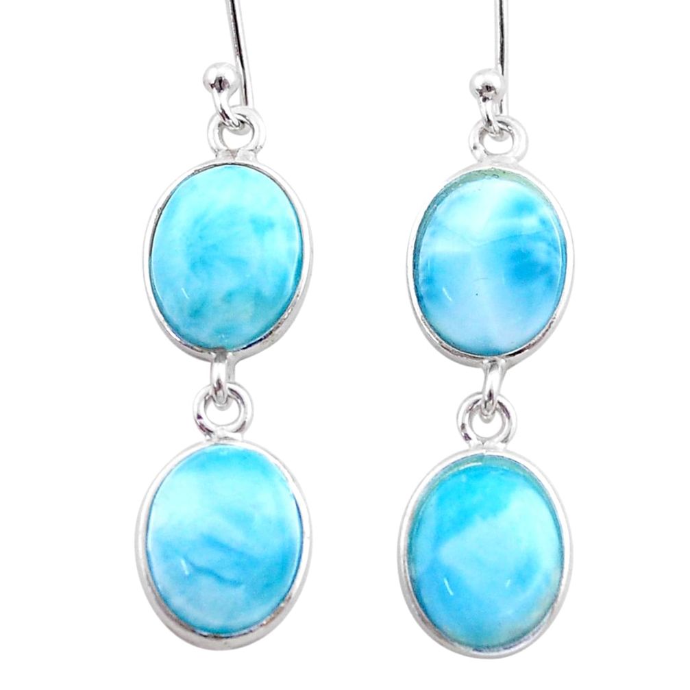 11.93cts natural blue larimar 925 sterling silver dangle earrings jewelry t44633