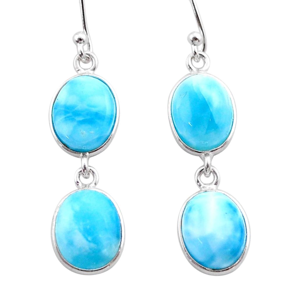 11.93cts natural blue larimar 925 sterling silver dangle earrings jewelry t44636