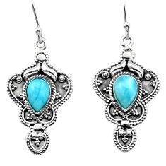 4.03cts natural blue larimar 925 sterling silver dangle earrings jewelry u10301