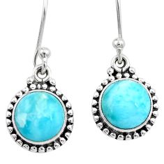 5.38cts natural blue larimar 925 sterling silver dangle earrings jewelry u25274
