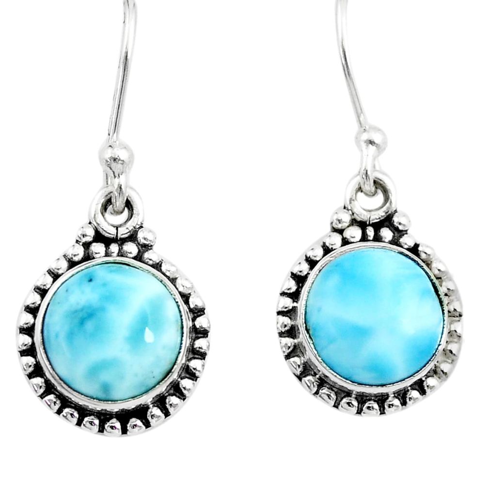 5.35cts natural blue larimar 925 sterling silver dangle earrings jewelry u25278