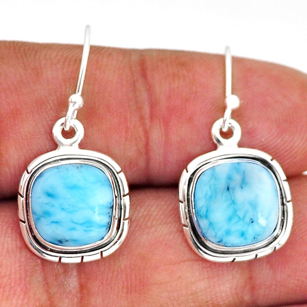 11.59cts natural blue larimar 925 sterling silver dangle earrings jewelry y77165