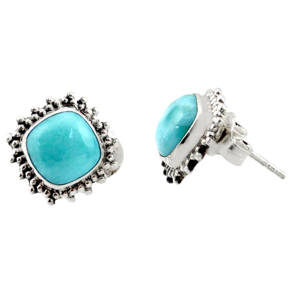 6.61cts natural blue larimar 925 sterling silver stud earrings jewelry r36602