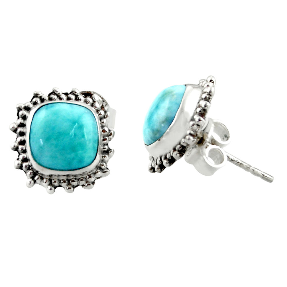 6.61cts natural blue larimar 925 sterling silver stud earrings jewelry r36603