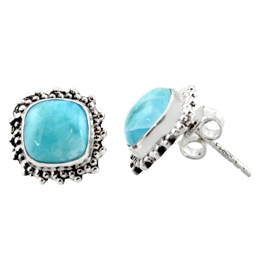 6.85cts natural blue larimar 925 sterling silver stud earrings jewelry r36610